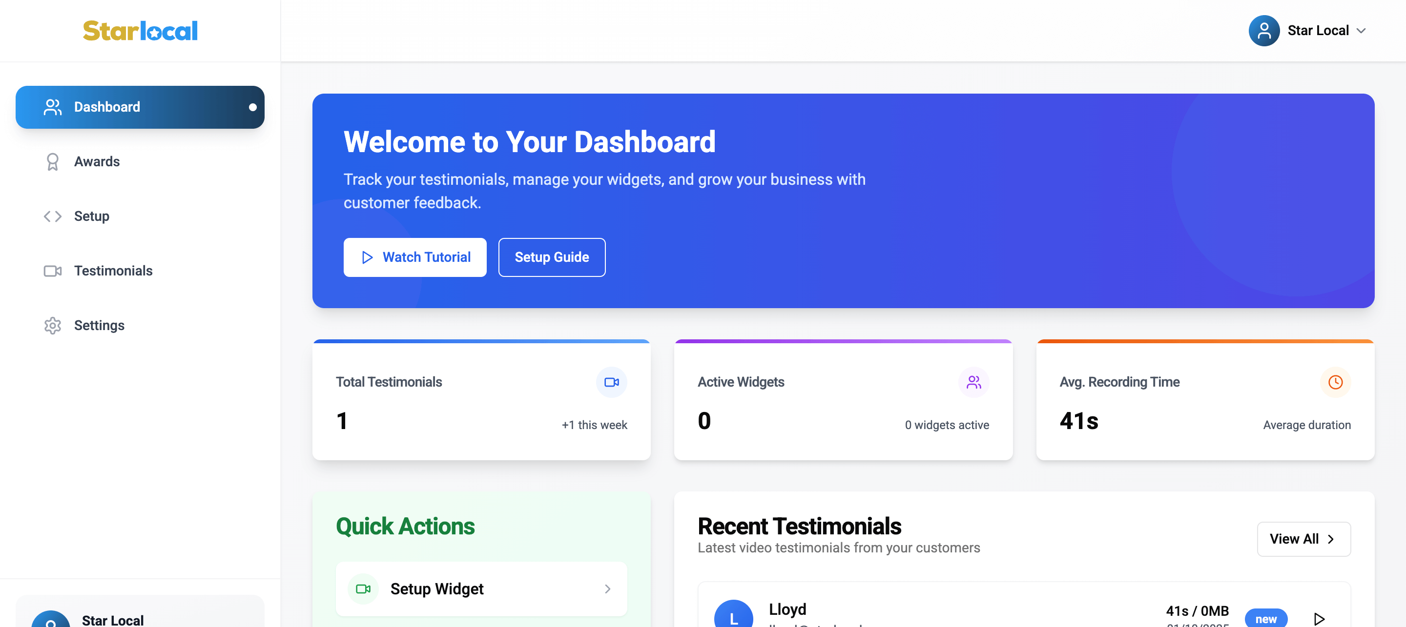 Star Local Dashboard